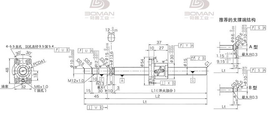 KURODA GP1502DS-BAPR-0600B-C3F 黑田丝杆替换尺寸图片大全